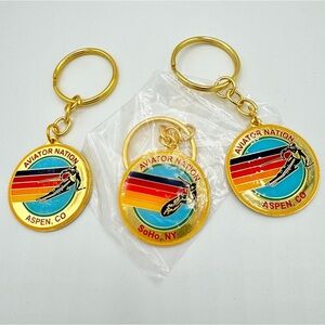 NWT BUNDLE (3) Aviator Nation Logo Keychains Gold key chain brand new Aspen Soho